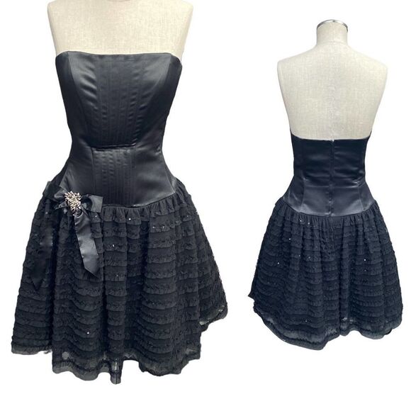 Vintage Jessica McClintock Strapless Cocktail Dress sz 12p - Picture 1 of 9